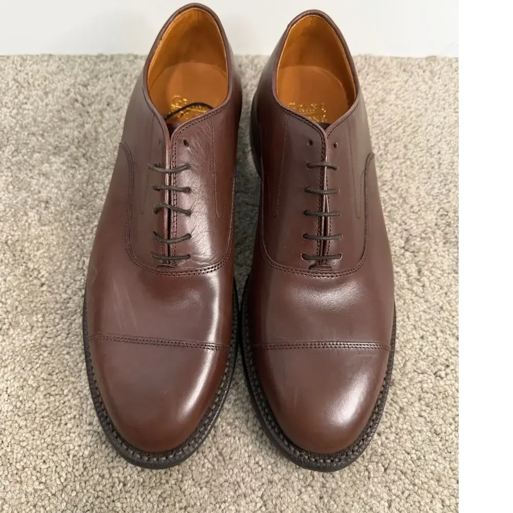New Grant Stone Cap Toe Oxford Brown Leather Dress Shoes 9E